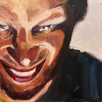 a painting of a man with a smile on his face
