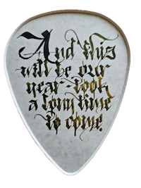 a guitar pick with a quote on it