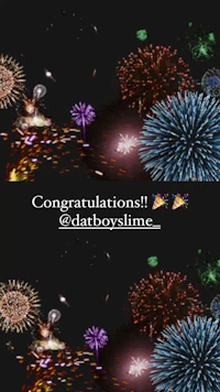 a picture of fireworks with the text congratulations eduboyslime