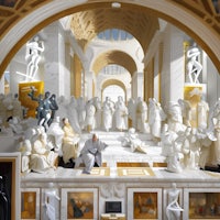 a room full of statues