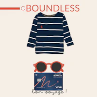 a pair of sunglasses, a striped shirt and a credit card