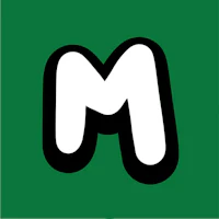 the letter m on a green background