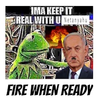 a man with a frog and the words, i am real with u fire when ready