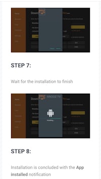 a screen showing the steps for installing the app