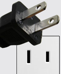 a white plug with a black plug on it