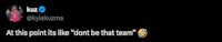 a black screen with a text on it that says'the point is to don't be that team'