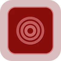 a red square with a circle in the middle