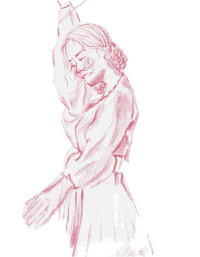 a drawing of a woman with her arms outstretched