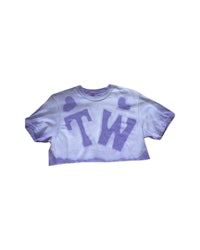 a purple t - shirt with the word tw written on it