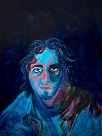a painting of a man with blue eyes