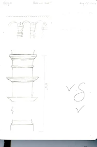 a sketch of a pillar with a drawing on it