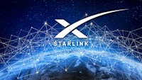 the starlink logo with a globe in the background