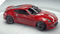 a red nissan sports car is shown in a video game