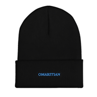 a black beanie with the word omartian on it