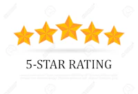 five star rating icon on a white background