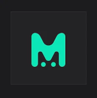 a green logo with the letter m