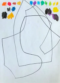 a drawing of a square with colored pencils on it