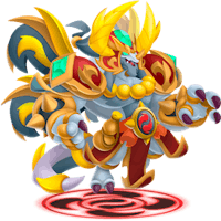 an image of a dragon character standing on a red background