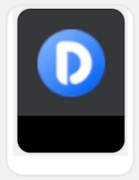 the d logo on a black and blue square sticker