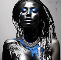 a woman with blue and black paint on her face