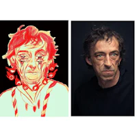 a drawing of a man with red hair and a drawing of a man with red hair