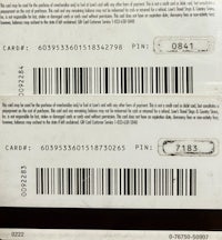 the back of a card with a barcode on it