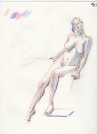 a drawing of a nude sitting on a chair