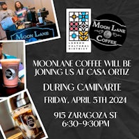 a flyer for the moon lane coffee shop