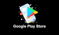 google play store logo on a black background
