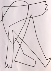 a black and white drawing of a man and a woman