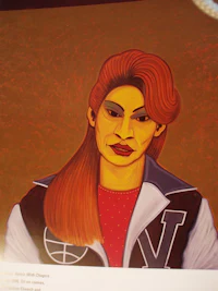 a painting of a woman with red hair