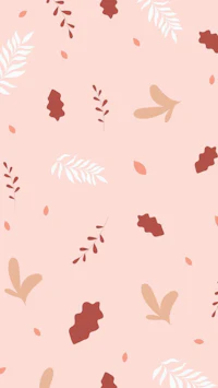 a pink and beige pattern with leaves and leaves