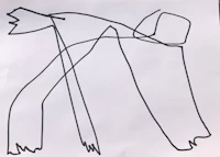 a drawing of a man with a hat on his head