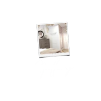 a black and white photo of a bedroom with the words gallery