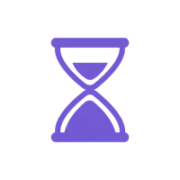 a purple hourglass icon on a black background