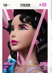 a doll with pink hair and a pink dress