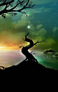 a silhouette of a tree
