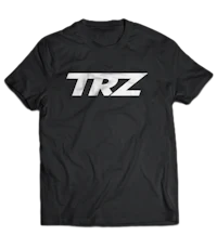 the trz logo on a black t - shirt