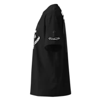 a black t - shirt with a white logo on it