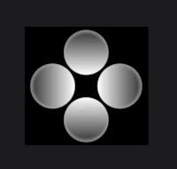 a logo with four circles on a black background