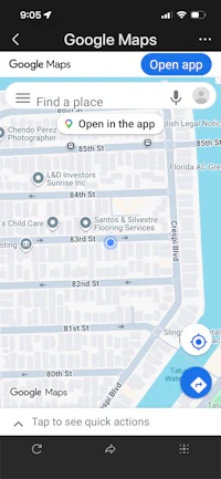the google maps app on a phone screen