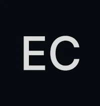 the ec logo on a black background