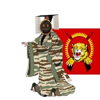 a samurai in a kimono and a tiger in front of the sri lan
