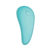 a blue electric sex toy on a white background