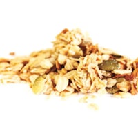 a pile of granola on a white background