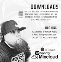 a flyer with the words downloads and a man with headphones