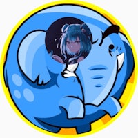 a blue elephant with a girl in it