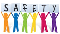 a group of people holding up signs with the word safety