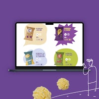 a laptop screen with various snacks on it