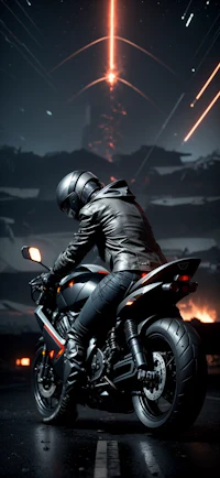 a man riding a motorcycle on a dark night